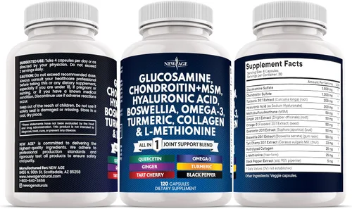 Miniatura 7 de Condroitina de glucosamina, MSM, curcumina de cúrcuma, colágeno, ácido hialurónico, Omega 3 - Suplemento de salud para hombres y mujeres - 240