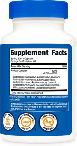Miniatura 5 de Nutricost Complejo probiótico (>1 mil millones de UFC) 60 cápsulas - Sin gluten, sin OMG