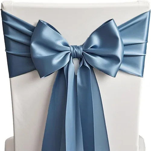 Miniatura 13 de 50 Bandas y Lazos de Satén Azul Bebé para Sillas para Decoración de Bodas, Fiestas de Cumpleaños y Fiestas - Cintas de 7x108 Pulgadas, Lazos