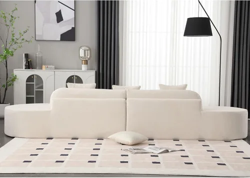 Miniatura 8 de Sofá curvo de 130.5 pulgadas para sala de estar, moderno sofá modular minimalista en nube, sofá de gran tamaño comprimido sin hueso de 3 plazas