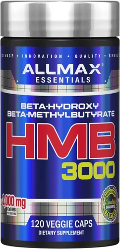 ALLMAX HMB 3000 (120 cápsulas vegetales) – Apoya la fuerza muscular y reduce la descomposición muscular – Sin OMG, sin gluten – 30 porciones