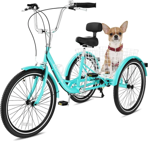 Miniatura 10 de NAIZEA Adult Tricycle, 7 Speed Three Wheel Cruiser Bike, 20/24/26 inch Adult Trikes 3 Wheel Bikes with Large Basket for Seniors, Adults, Women, Men
