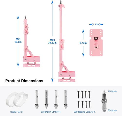 Miniatura 5 de Selens Anillo de luz de montaje de pared 39.37 pulgadas con brazo giratorio de 180° para salones de belleza, peluquería, tatuaje, transmisión
