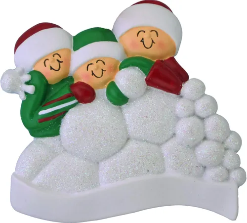 Miniatura 6 de Adorno familiar de Navidad personalizado para familia de 3, adorno de familia de tres nietos, adorno de bola de nieve personalizada, adornos