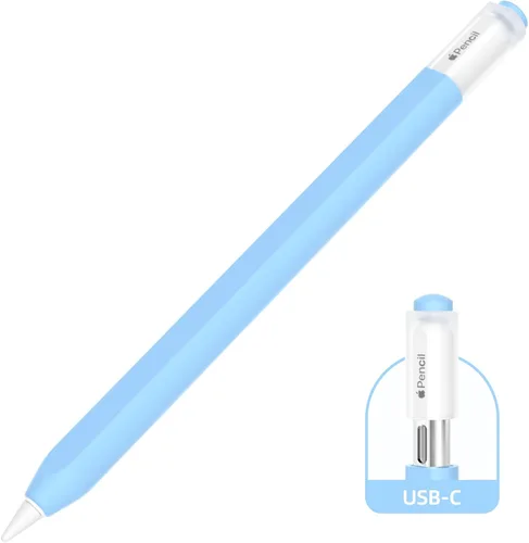 Miniatura 10 de AZF Compatible con Apple Pencil USB C, funda protectora de silicona antideslizante para Apple Pencil (USB-C), soporte magnético (gris)