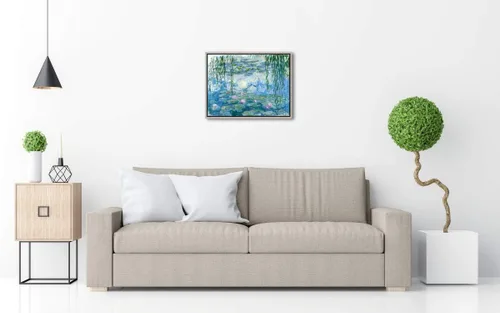 Miniatura 2 de Wieco Art Lienzo enmarcado para pared, impresión de nenúfares de Claude Monet, pinturas de reproducción, lienzo moderno, arte de pared