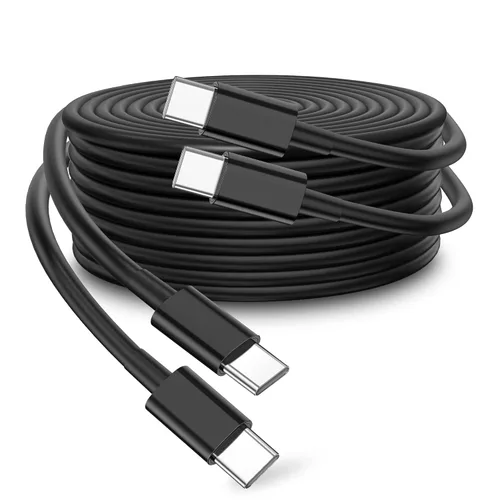 Miniatura 8 de Cable USB C a USB C de 100 W, paquete de 2 unidades de 10 pies, cable USB tipo C a tipo C, cable USB-C compatible con iPhone Blanco