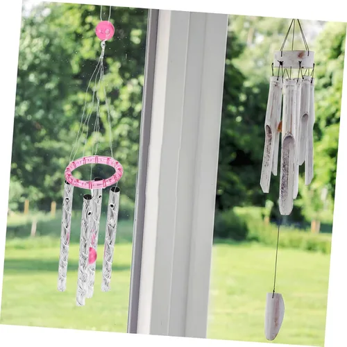 Miniatura 6 de Mipcase 1 juego de campanillas de viento con tubos y cuentas previamente roscadas para decoración de patio y jardín, actividades divertidas