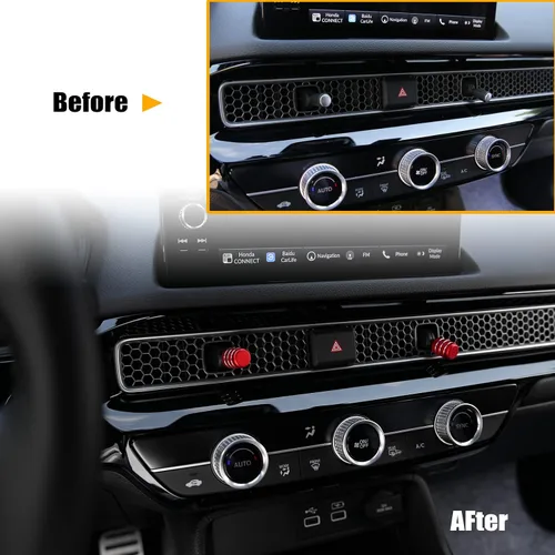 Miniatura 3 de CKE 4 piezas compatibles con Honda Civic CR-V 2026 2025 2024 2023 Accesorios para consola central de automóvil, tapas de perilla de ventilación