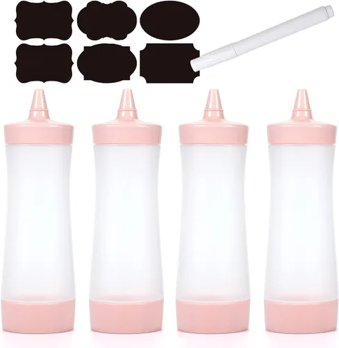 Miniatura 9 de Botella exprimidora de condimentos,Botella exprimidora de ketchup,Botella de plástico para apretar, 12 oz (gris)