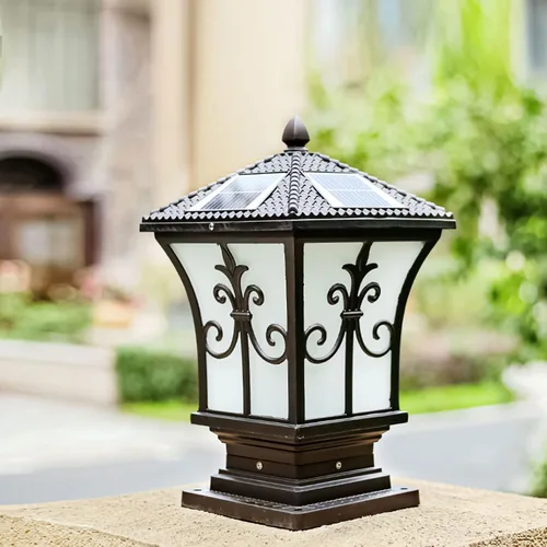 Luz solar LED para exteriores, lámparas solares para exteriores del anochecer al amanecer, luz solar de pilar, accesorio de iluminación exterior LED