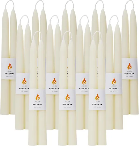 Miniatura 12 de 8 velas cónicas de cera de abeja, velas naturales hechas a mano de 9 pulgadas, sin goteo y sin humo, 9 horas de tiempo de combustión crudo