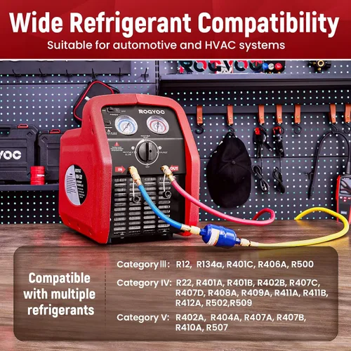 Miniatura 6 de Máquina de recuperación de refrigerante 3/4HP, 110-120V 60Hz Máquina portátil de recuperación de CA de un solo cilindro con protección de alta