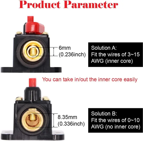 Miniatura 3 de Paquete de 2 disyuntores de 100 amperios y 12 voltios con reinicio manual, portafusibles en línea de 100 A 0-8 Awg para audio de automóvil, barco