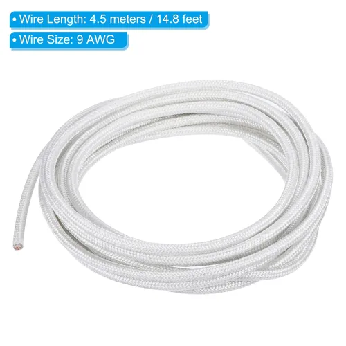 Miniatura 2 de PATIKIL Cable de alta temperatura de 14.8 pies, 9 AWG, -76.0-662.0 °F de fibra de vidrio de mica aislado, cable electrónico flexible resistente al