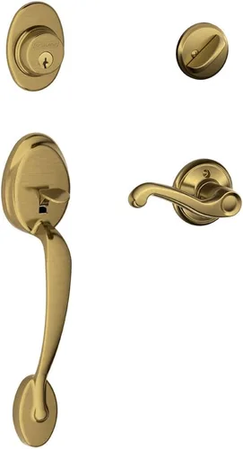 Miniatura 12 de Schlage F60 PLY 619 GEO - Set de manija de cilindro simple Plymouth y pomo Georgian, níquel satinado