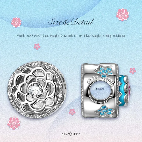 Miniatura 2 de NINAQUEEN Happy Birthday - Dijes de plata de ley 925 para regalo de Navidad circonita cúbica 5A y esmalte aplicado a mano caja de joyería incluida