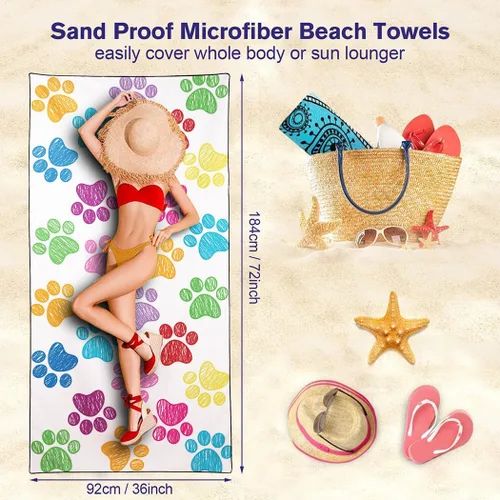 Miniatura 3 de Toalla de playa de gran tamaño de 36 x 72 pulgadas, de secado rápido, sin arena, coloridas toallas de baño para natación, piscina, campamento, viajes