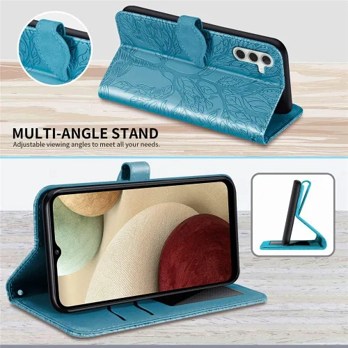 Miniatura 3 de Funda tipo cartera para Samsung Galaxy A13 5G, Samsung A04S, piel sintética de alta calidad con diseño de árbol en relieve [atril]