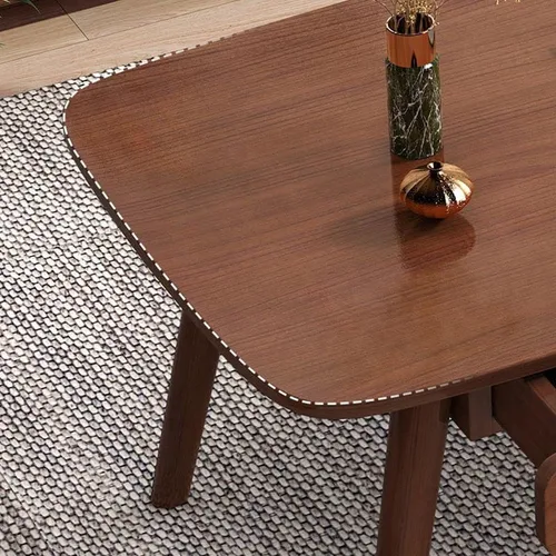 Miniatura 5 de Mesa auxiliar, contemporánea de madera maciza con 4 patas, mesa auxiliar rectangular con almacenamiento para sala de estar, fácil montaje, natural