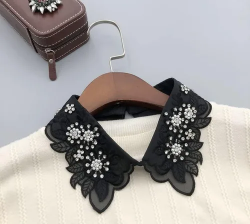 Miniatura 4 de Mural Art Collar desmontable bordado flores falso cuello blusa collar