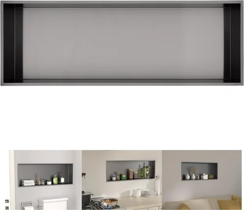 Miniatura 9 de Lordear Niche de baño 21 x 17 pulgadas, estante rectangular empotrado, no necesita azulejos, inserto de pared para almacenamiento, moderno estante