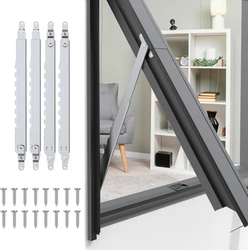 Miniatura 9 de Bisagras de ventana, soportes de ventana, cerradura de ventana, barra telescópica de múltiples ranuras para ventana colgada, SUS304, 1 par, 10