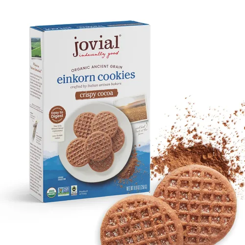 Jovial Galletas orgánicas de cacao crujiente Einkorn – Galletas orgánicas, galletas veganas, altas en proteínas, certificado de comercio justo,