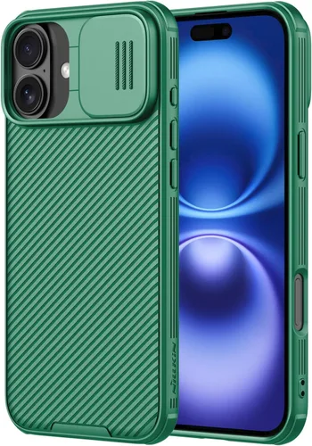Nillkin Funda para iPhone 16 con cubierta deslizante para cámara, [protección mejorada de lente de cámara] Funda protectora delgada a prueba de