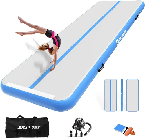 Miniatura 11 de AKSPORT Colchoneta inflable de gimnasia de 10 pies, 13 pies, 16 pies, 20 pies, 23 pies, con bomba de aire, para uso doméstico, entrenamiento