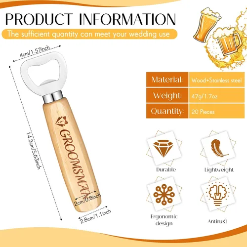 Miniatura 2 de Patelai Abrebotellas de madera, regalos para padrinos de boda, abrelatas de madera, regalos de boda, propuesta, regalo de despedida de soltero