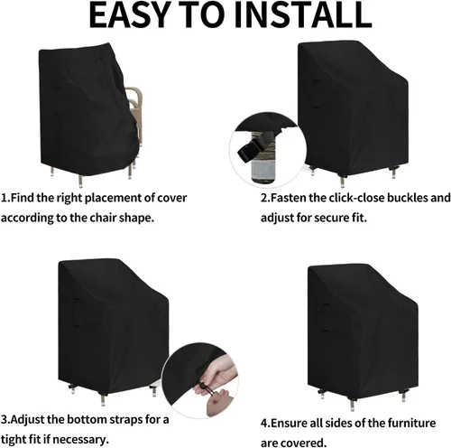 Miniatura 7 de Easy-Going Funda Apilable para Silla de Patio Resistente a Rayos UV Funda para Silla de Exterior Impermeable Fundas para Muebles de Césped y Patio