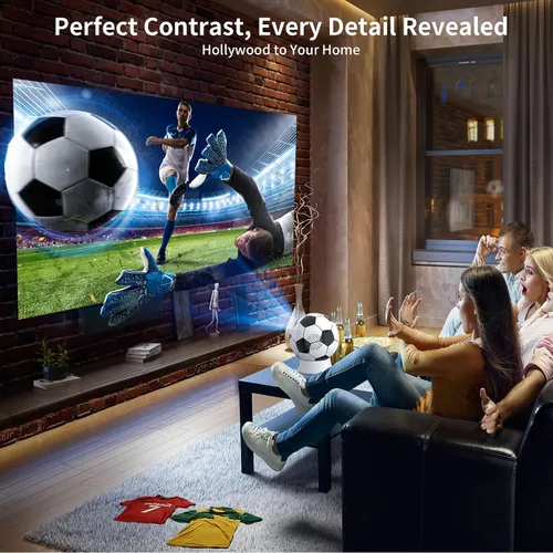 Miniatura 8 de Proyector de la Copa del Mundo 2026 con WiFi y Bluetooth, proyector de película portátil con rotación de 180°, compatible con 4K 1080P