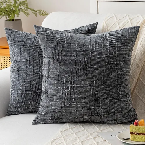 Miniatura 9 de Fundas de almohada decorativas de 18 x 18 pulgadas, juego de 4, suaves, sólidas, de estilo granja, fundas de almohada de chenilla para sofá, fundas