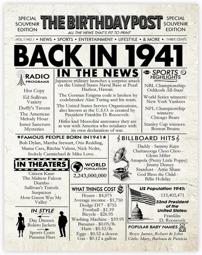 Miniatura 52 de Póster de cumpleaños 96 sin marco, periódico Back In 1930, regalos de feliz cumpleaños 96 para hombres y mujeres, vintage, retro, nacido en 1930
