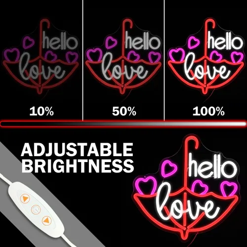 Miniatura 4 de Letrero de neón para el día de San Valentín, luz LED de neón regulable con texto en inglés «Hello Love» para decoración de pared, letrero de neón