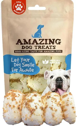 Amazing Dog Treats - Rollos de mejillas de ternera Mega gruesos (sabor a polvo fuerte, 5-6 pulgadas - 4 unidades) - Masticables seguros para perros