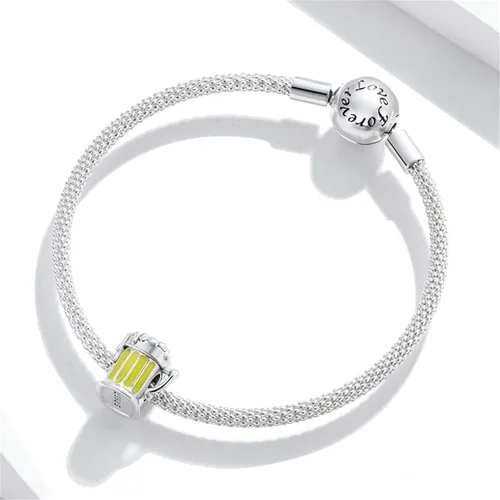 Miniatura 3 de BISAER Abalorio de plata de ley 925 con cuentas de cristal azul Hamsa para pulsera Pandora
