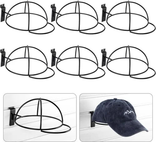 Kigley 6 piezas de sombrero de alambre para gorras de béisbol, accesorios de metal negro, estantes minoristas para puerta de mercancía, armario,