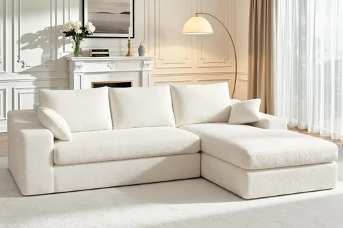 Miniatura 33 de HABUTWAY Sofá modular modular de 101 pulgadas con asiento profundo, moderno sofá convertible en forma de L, sofá tapizado con diván para sala