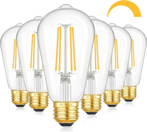 Miniatura 8 de Kondras - Bombillas LED regulables con diseño vintage, 4 W equivalentes a 40 W, bombillas de filamento LED ST58 con diseño antiguo, bombillas LED