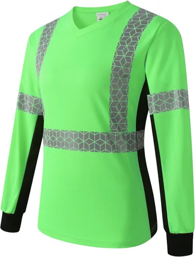 Miniatura 15 de Playera de Seguridad para Mujer, Camiseta Reflectante de Alta Visibilidad para Mujer con Patrón Reflectante Inusual, Manga Corta Transpirable