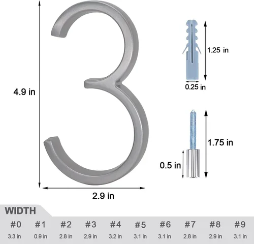 Miniatura 4 de Número de dirección de Shadow House, números de casa modernos de 5 pulgadas, números de dirección flotantes con tornillos para exterior, aleación