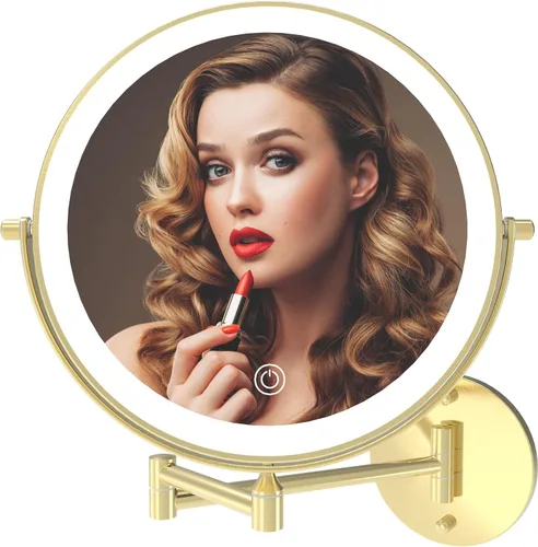 Miniatura 9 de Espejo de Tocador de Maquillaje Iluminado Recargable Montado en la Pared de 8 Pulgadas, Doble Cara 1X 10X con Aumento Espejo de Baño, 3