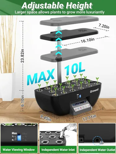 Miniatura 6 de Kit de Sistema de Cultivo Hidropónico Growell, Jardín de Hierbas de 17 Cápsulas con 102 Luces de Cultivo de 28W de Espectro Completo y 2