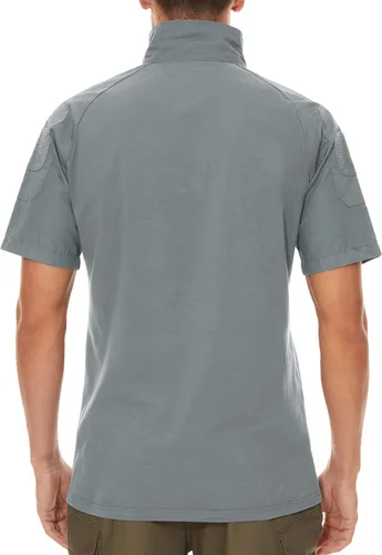 Miniatura 37 de MAGCOMSEN Camisas militares tácticas para hombre con cremallera de 1/4, manga corta, ajustada, camisa de camuflaje