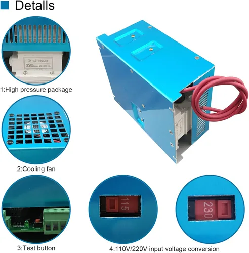 Miniatura 6 de Fuente de alimentación de CO2 de 40W Fuente de alimentación láser de CO2 para máquina de corte de grabado de tubos láser (Modelo B)