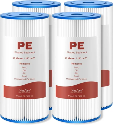 Miniatura 9 de SimPure Filtro de agua de sedimento plisado de 10 x 4.5 pulgadas, cartucho de filtro de agua de 20 micrones para toda la casa para agua de pozo