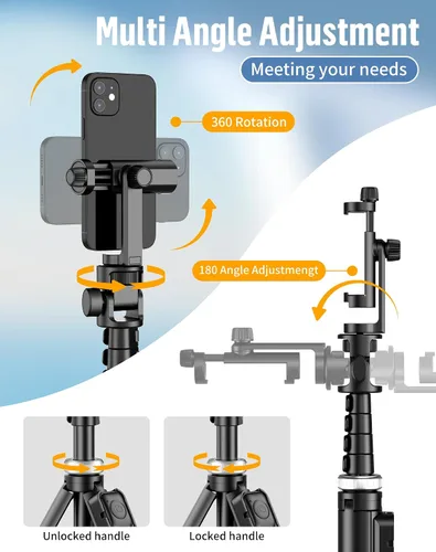 Miniatura 6 de Trípode para selfie para teléfono: soporte para teléfono para grabación, Bluetooth Selfie Stick para iPhone compatible con Android