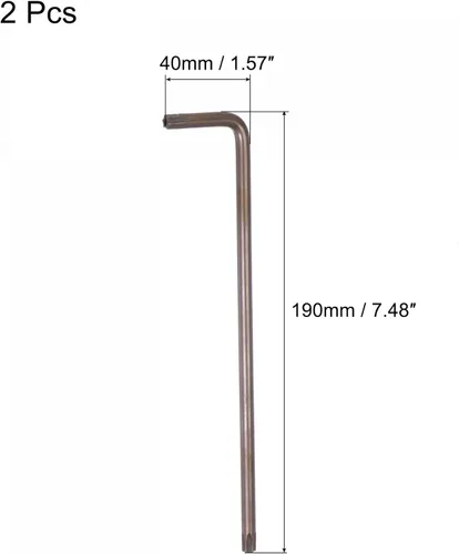 Miniatura 2 de uxcell T40 Anti manipulación Torx Star Key Bit Llave, forma de L 7.48 pulgadas brazo largo, acero S2 2 PC